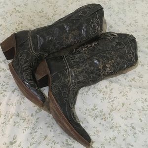 Black Floral & Snakeskin Detail Boots